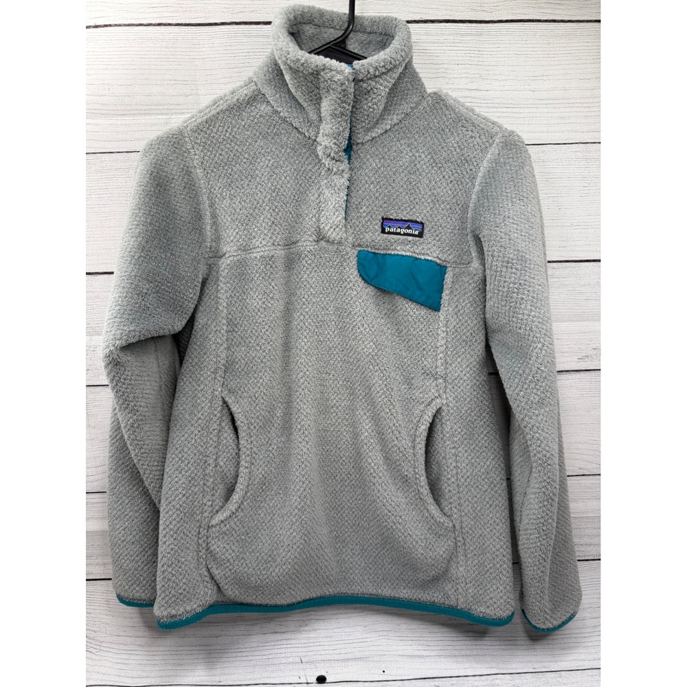 Patagonia Womens Better Sweater Gray Teal Fleece Pullover XS‎